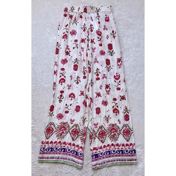 NWT Zara Floral Print High Waisted Pull On Wide Leg Trousers, Size Small - Picture 14 of 16
